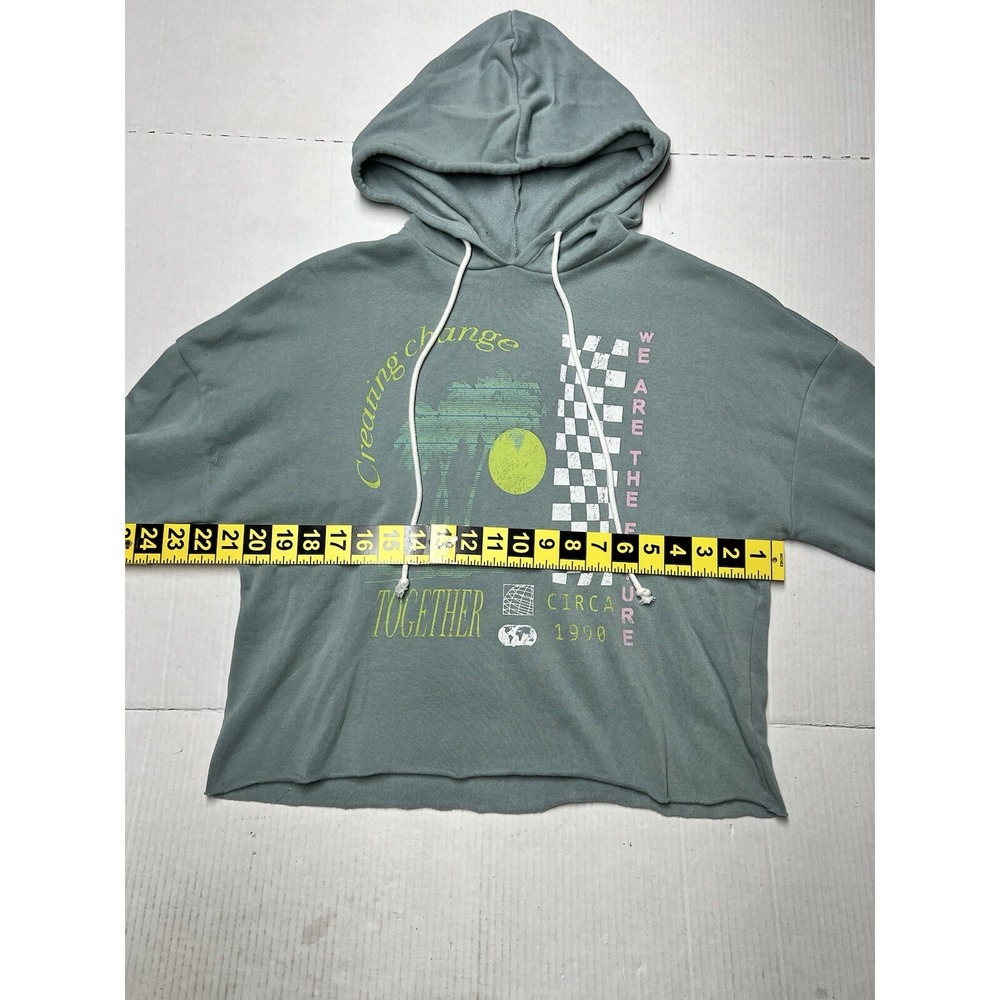 Grayson Threads Hooded Crop Sweatshirt Med Creating Change Bold Print Spellout - Picture 2 of 15